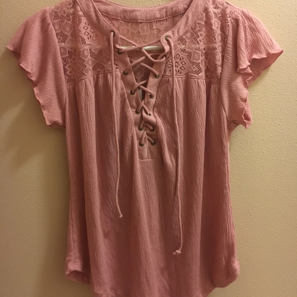 Pastel Pink Top With Lace
